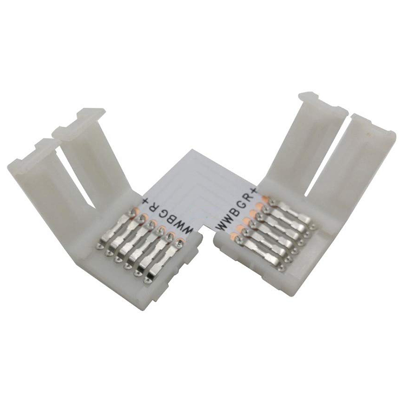L Shape 6 Pins Connector 12mm Right Angle Corner Solderless Connector Clip for RGB+Warm White + Cold White LED Strip Lights Conductor L Shape 6 Pins Connector 12mm Right Angle Corner Solderless Connector Clip for RGB+Warm White + Cold White LED Strip Lights Conductor